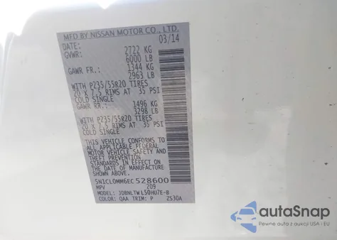 2014 Infiniti Qx60 Hybrid из США, поврежденный, VIN 5N1CL0MM6EC528600